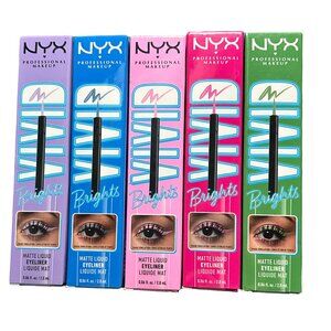 NYX Vivid Brights Matte Liquid Eyeliner Lot of 5 Assorted Colors New Sealed